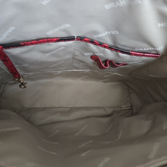 Brahmin Red and Black Croc-Embossed Shoulder Bag - Picture 13 of 14